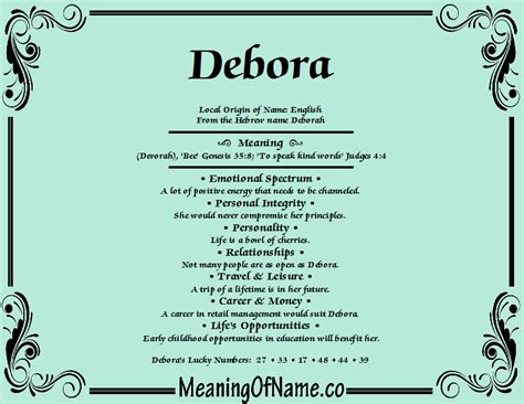 mature debora|Meaning, origin and history of the name Debora.